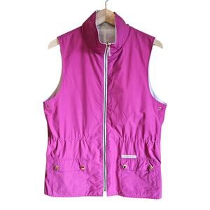 Lauren Ralph Lauren Women’s Reversible Full Zip Utility Vest Pink White Small